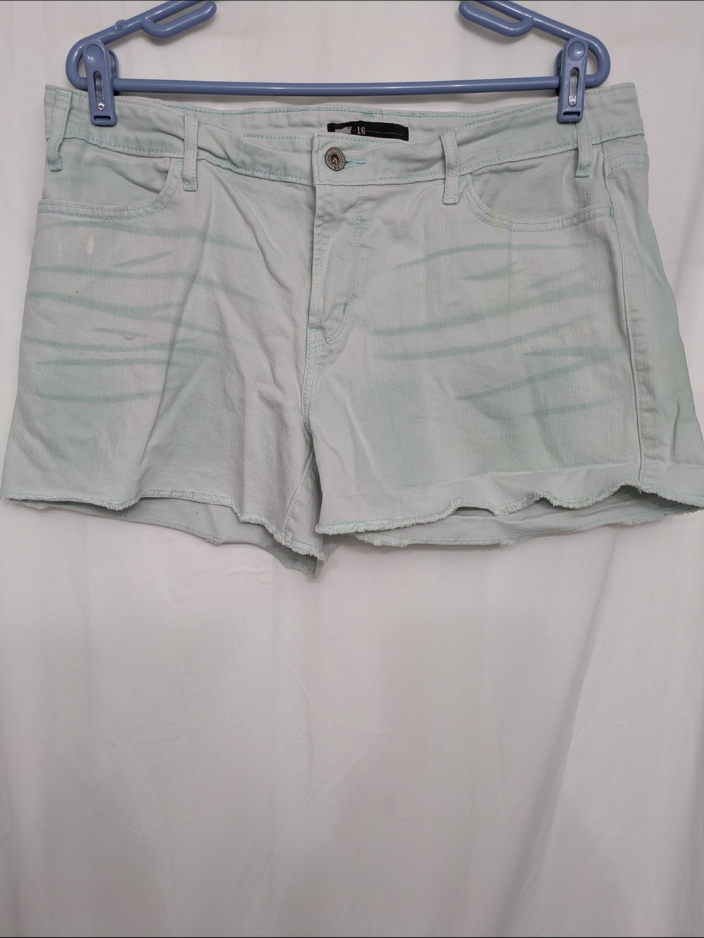 Levi’s Distressed Mint Green Cutoff Shorts Size 16